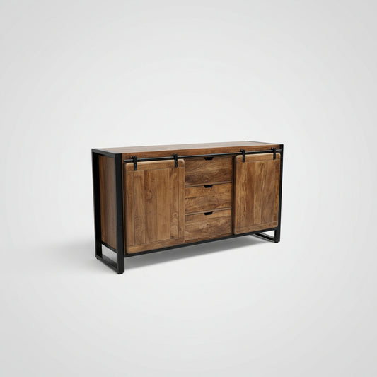 Buffet Avila en bois de manguier portes coulissantes Vindus Furniture