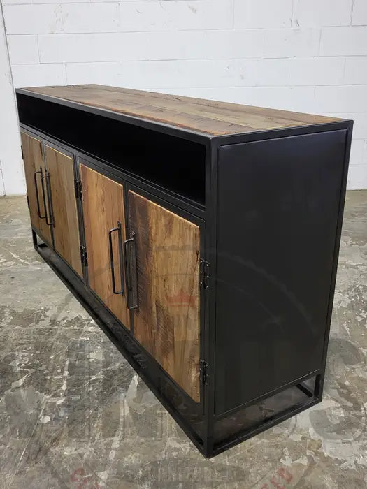 Buffet bois Recyclé sur structure d'acier noir