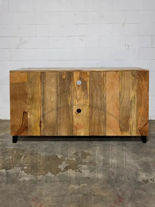Mango wood sideboard with black steel door