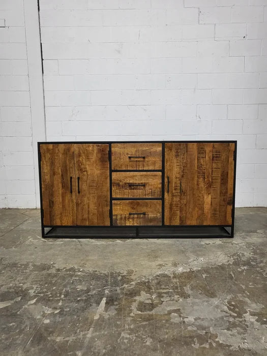 Sideboard in mango wood and black steel structure