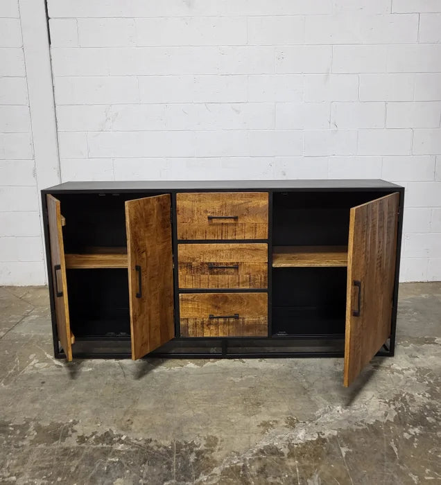 Sideboard in mango wood and black steel structure