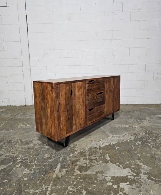 Retro style sideboard in solid Acacia wood