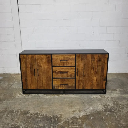 Sideboard in mango wood and black steel structure