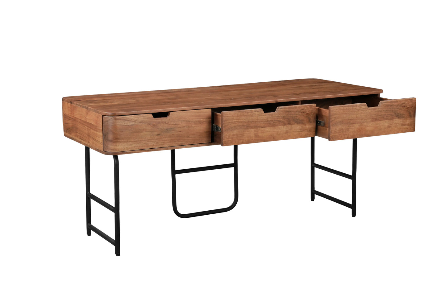 Bureau en Acacia Massif et Acier Noir
