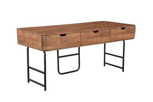 Bureau en Acacia Massif et Acier Noir