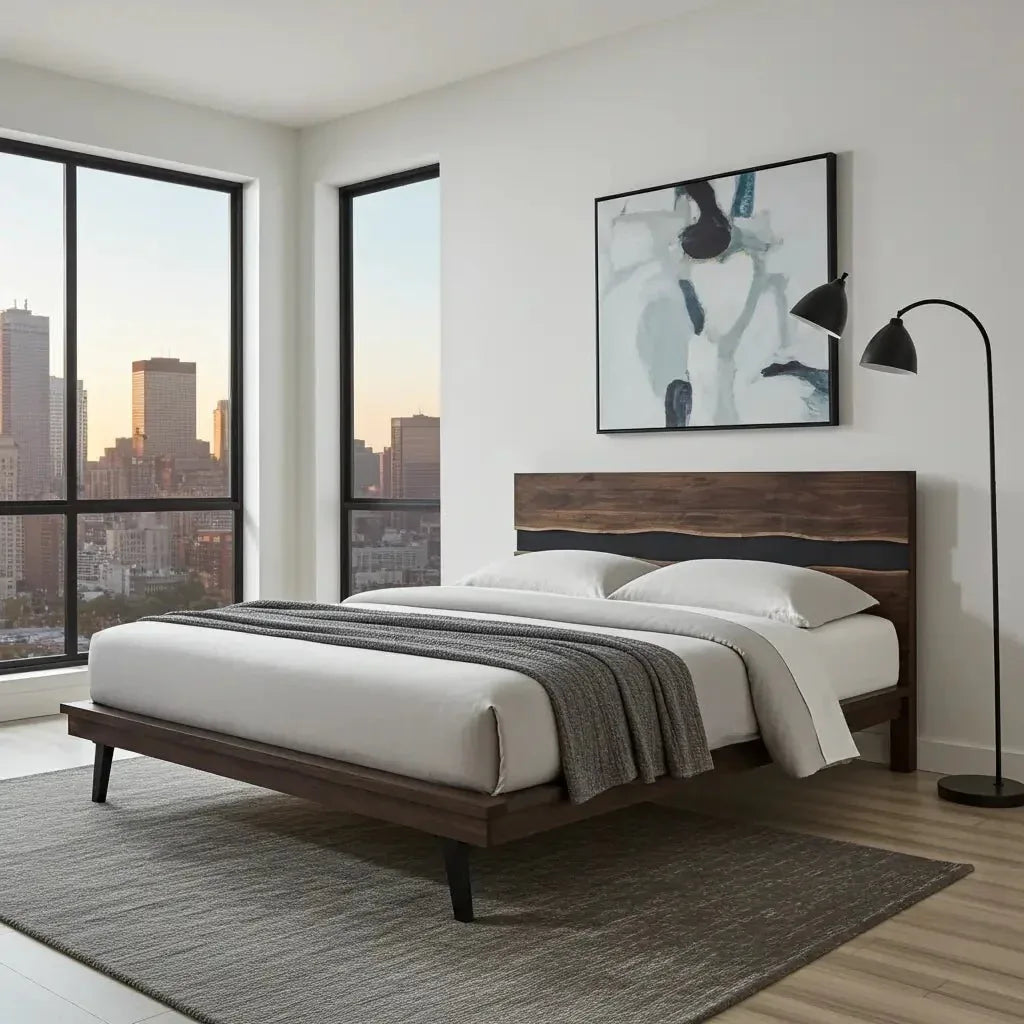 Cadre de Lit Queen en bois massif d'Acacia live edge Vindus Furniture