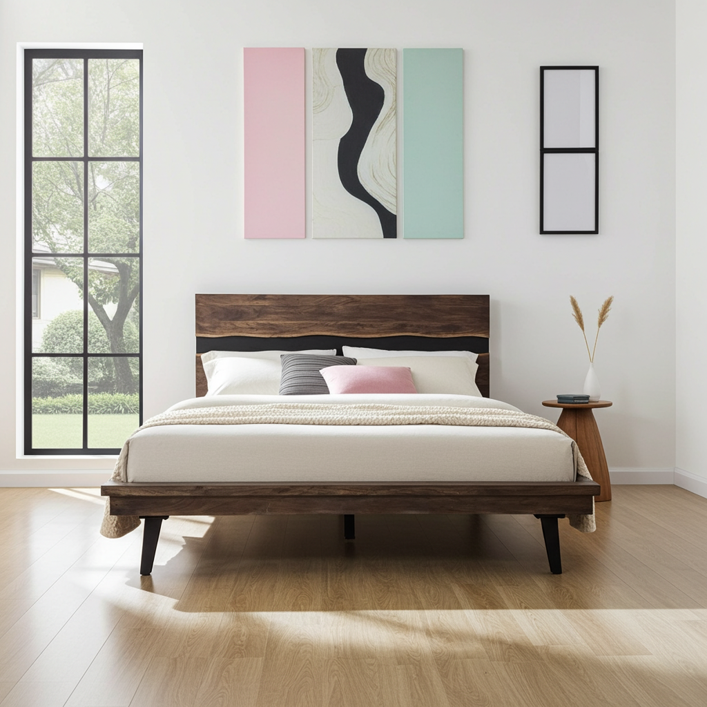 Cadre de Lit en bois d'Acacia live edge massif (Queen)
