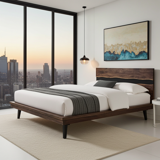 Cadre de Lit en bois d'Acacia live edge massif (Queen)