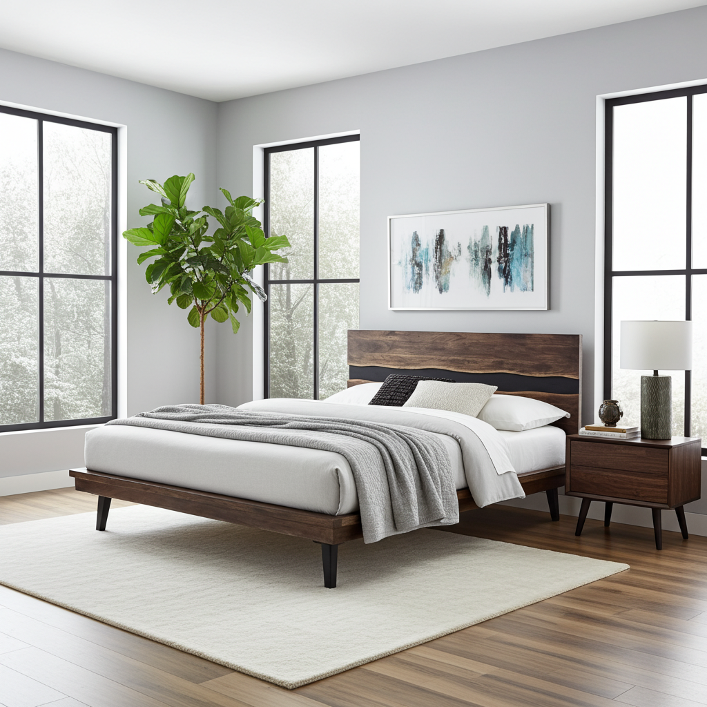Cadre de Lit en bois d'Acacia live edge massif (Queen)
