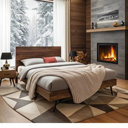 Cadre de lit QUEEN en bois massif d’acacia (WALNUT) Vindus Furniture