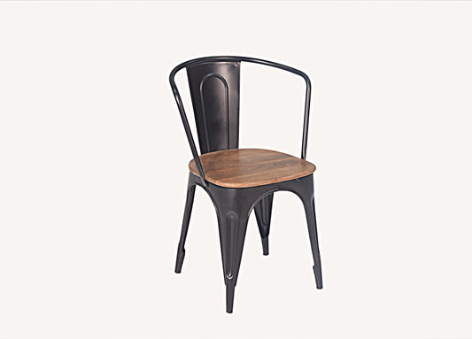 Industry chair in black steel and mango wood seat