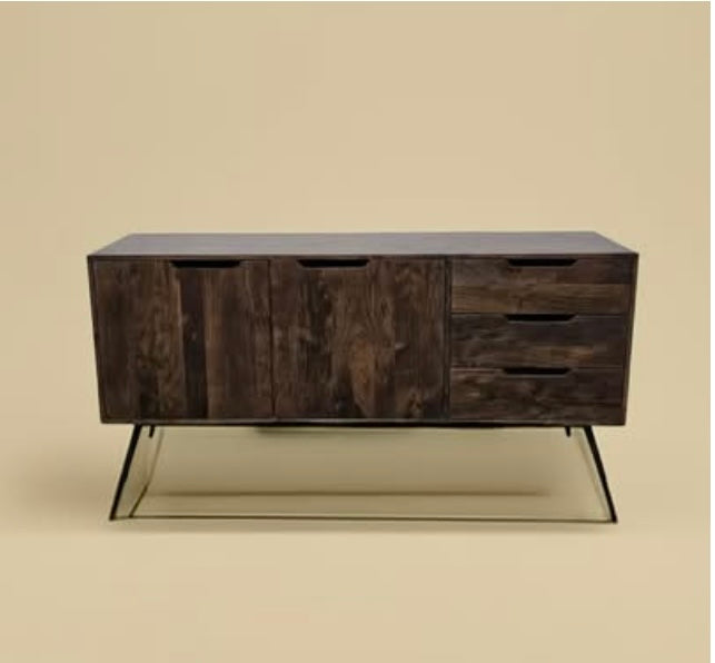 Buffet Scandinave en bois d'acacia brun foncé