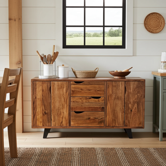 Buffet style Rétro en bois d'Acacia massif
