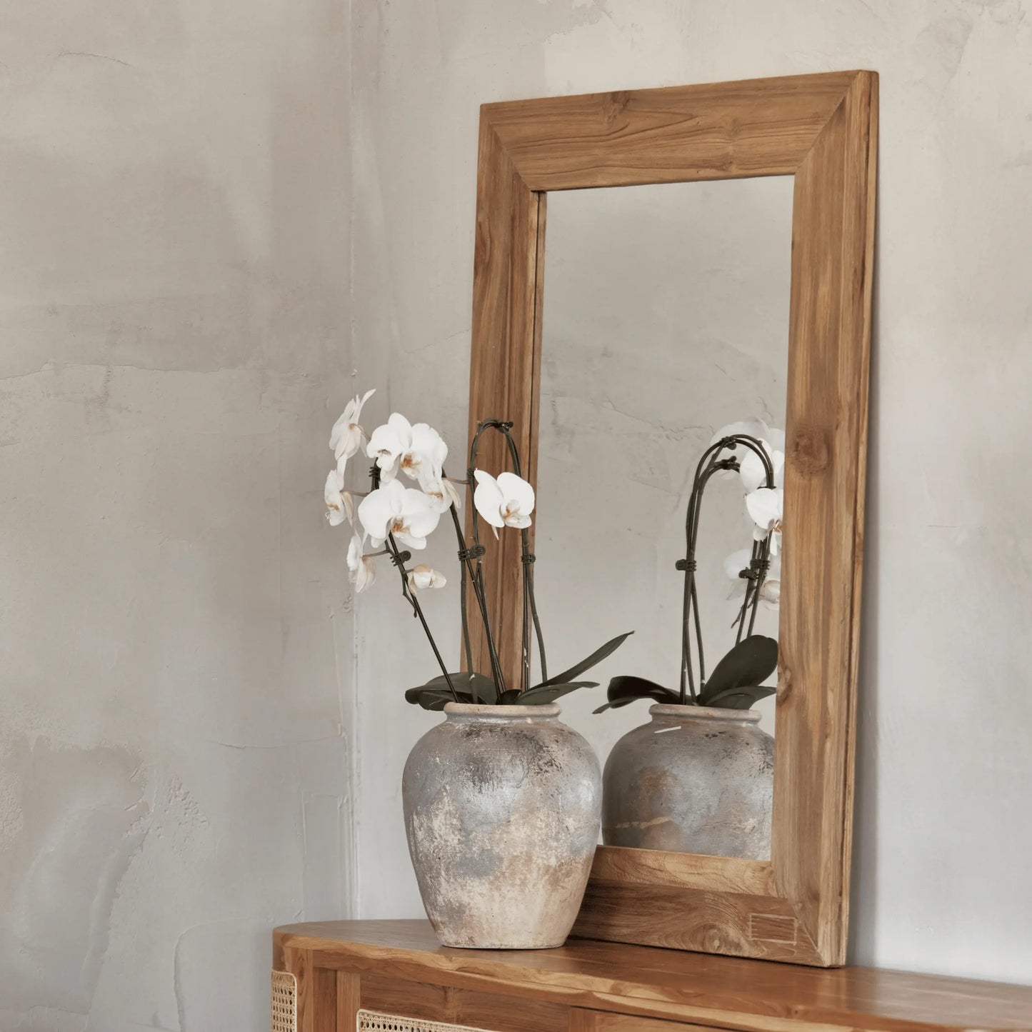 Mirror made from recycled teak