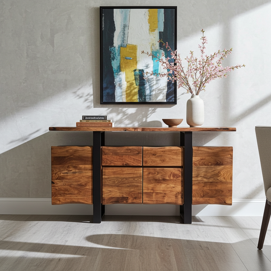 Buffet en bois d'Acacia live edge