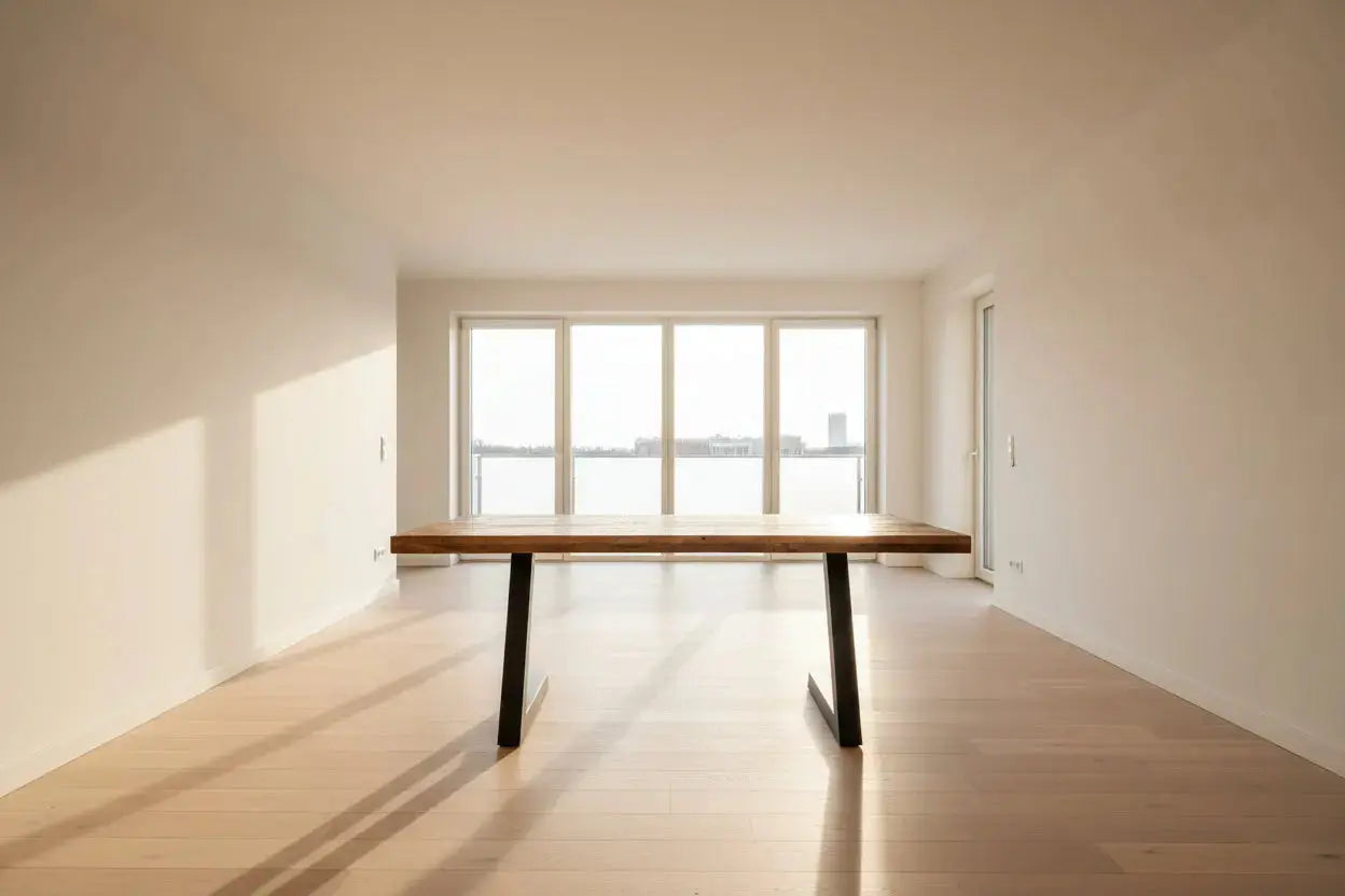 Table ou bureau en bois de manguier et patte en L acier noir Vindus Furniture