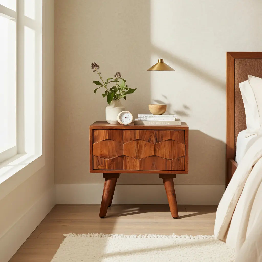Zaya Bedside Table in Acacia