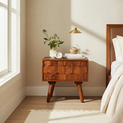 Zaya Bedside Table in Acacia