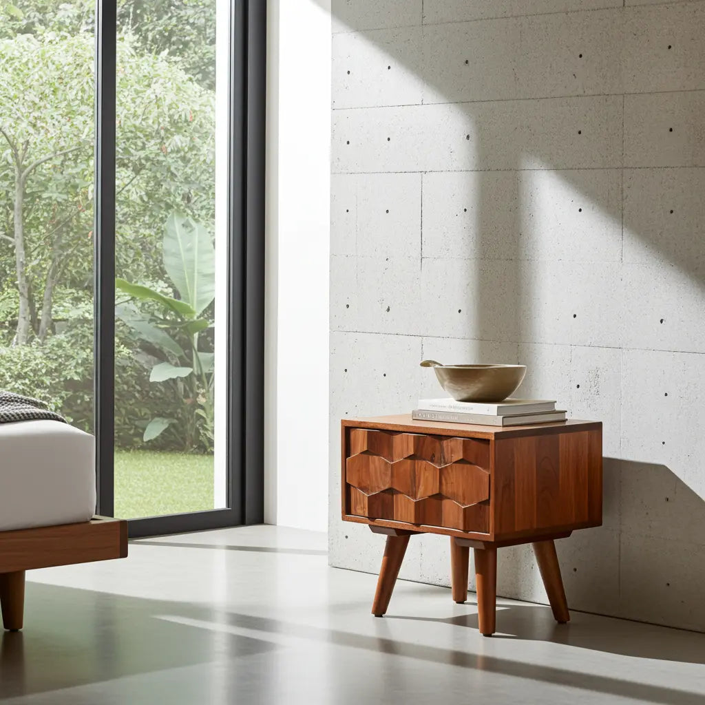 Zaya Bedside Table in Acacia
