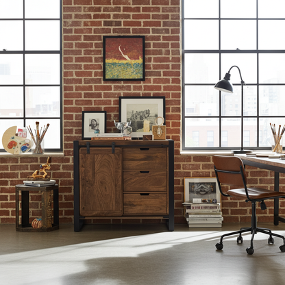 Meuble Commode Avila en bois de manguier porte coulissante