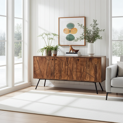 Buffet style Mid-Century en bois D'Acacia