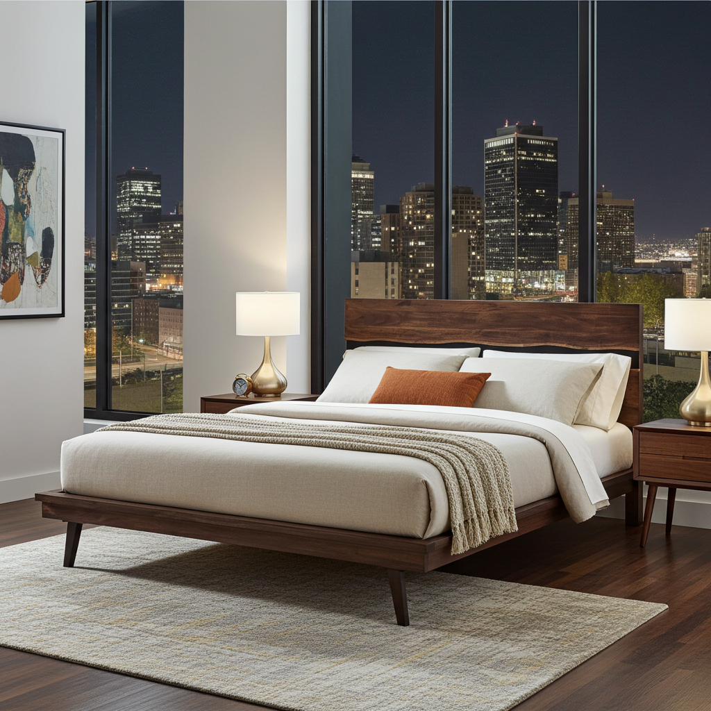 Live edge solid acacia wood king bed frame