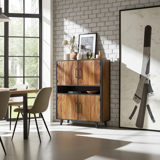Meuble Vaisselier style scandinave en bois recyclé