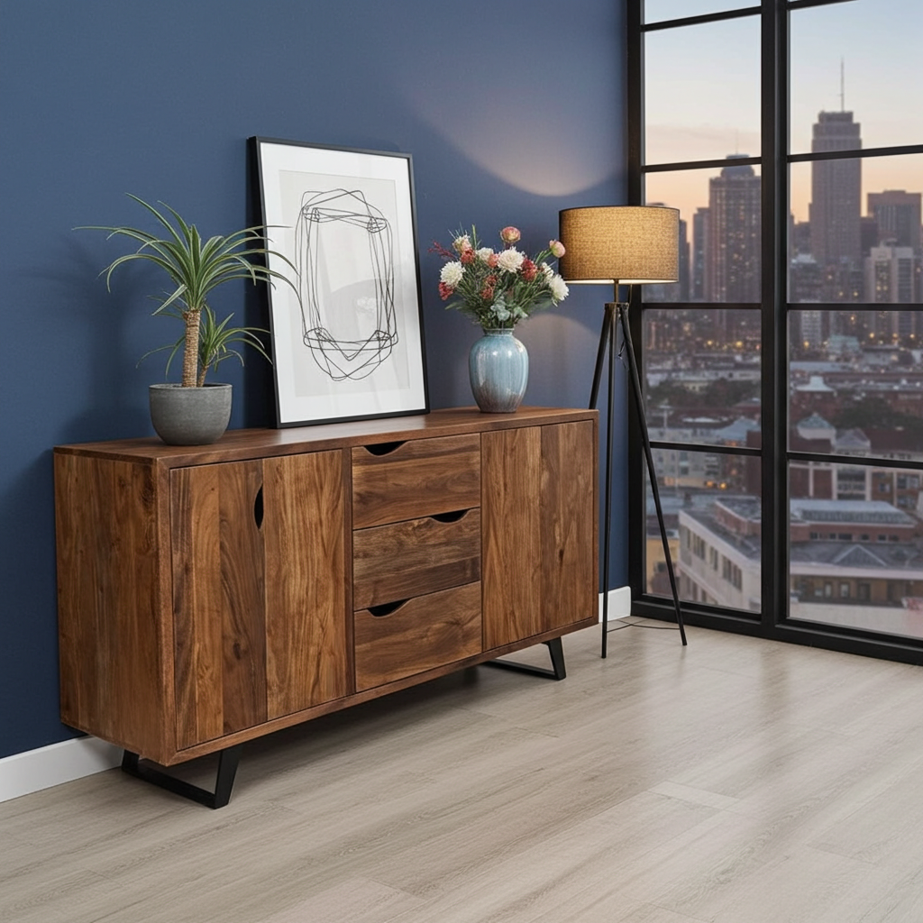 Buffet style Rétro en bois d'Acacia massif