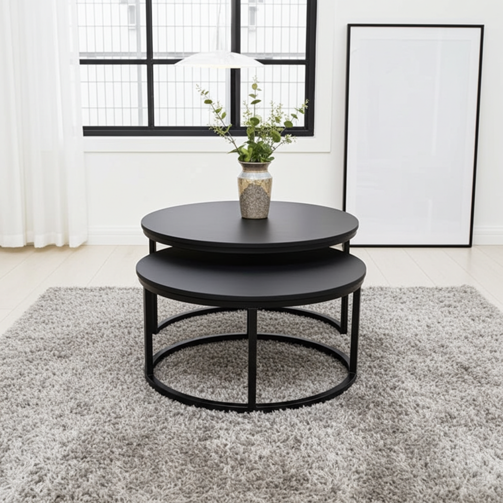 Tables à Café gigogne en bois d'Acacia (Noir)