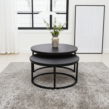 Tables à Café gigogne en bois d'Acacia (Noir)