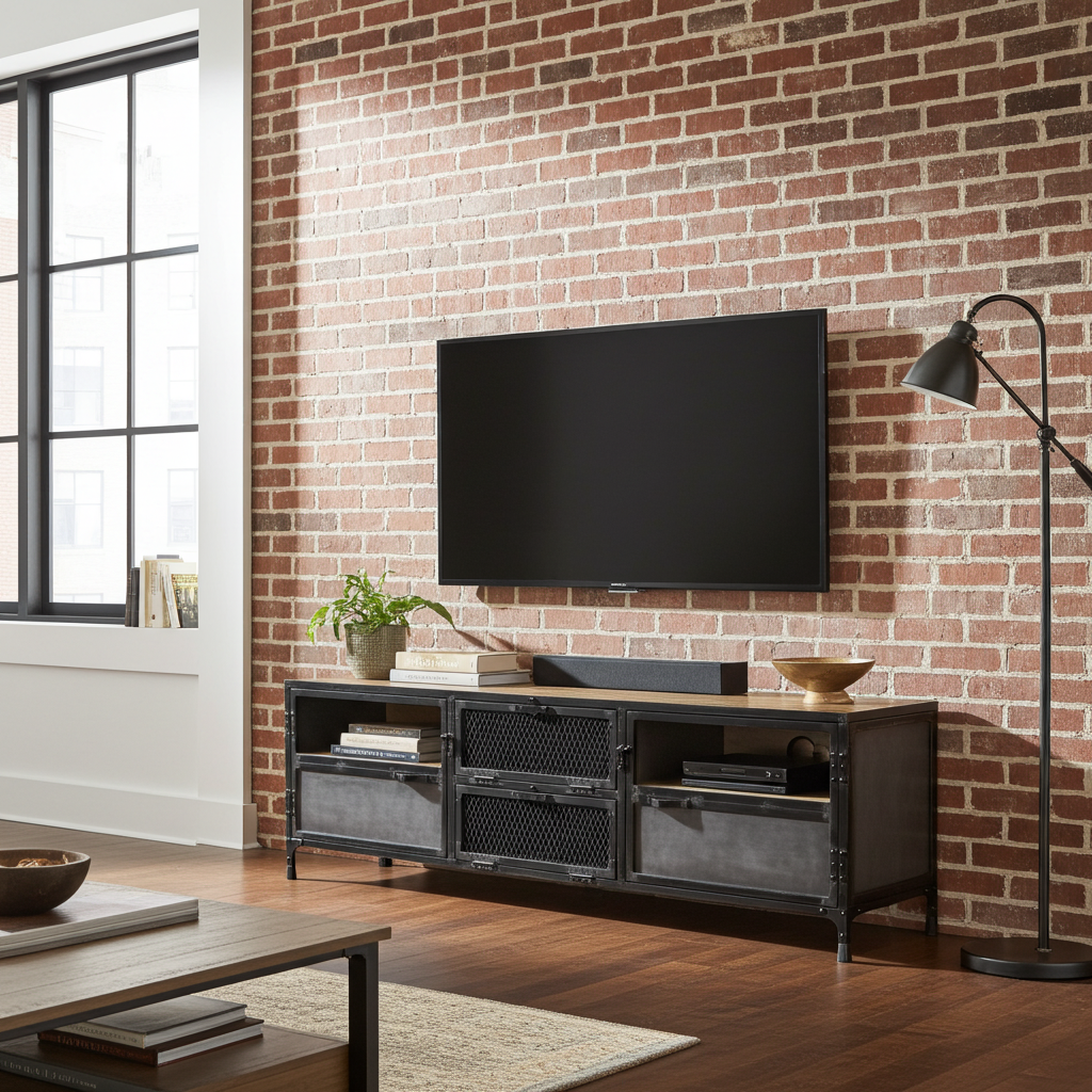 Meuble Télé Ibiza en bois de manguier et acier brut