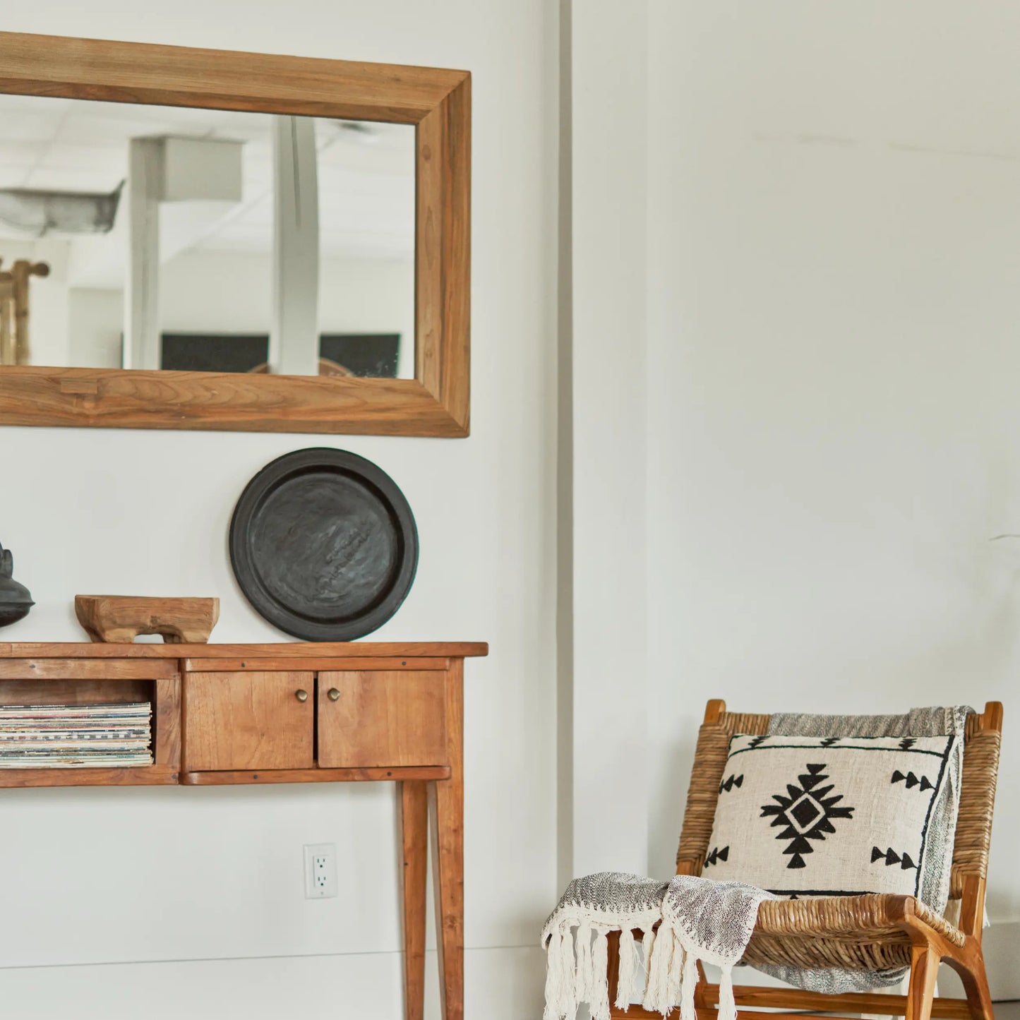 Mirror made from recycled teak