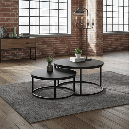 Tables à Café gigogne en bois d'Acacia (Noir)