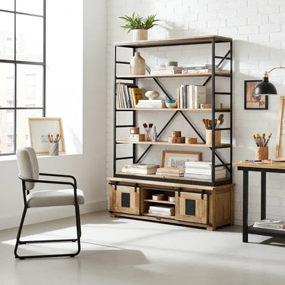 Farmhouse bookcase in raw mango wood