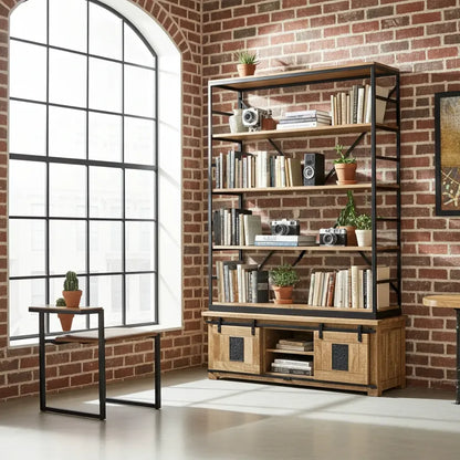 Farmhouse bookcase in raw mango wood