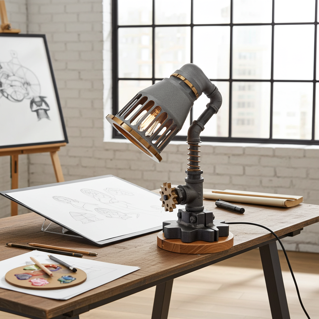 Lampe convoyeur steampunk