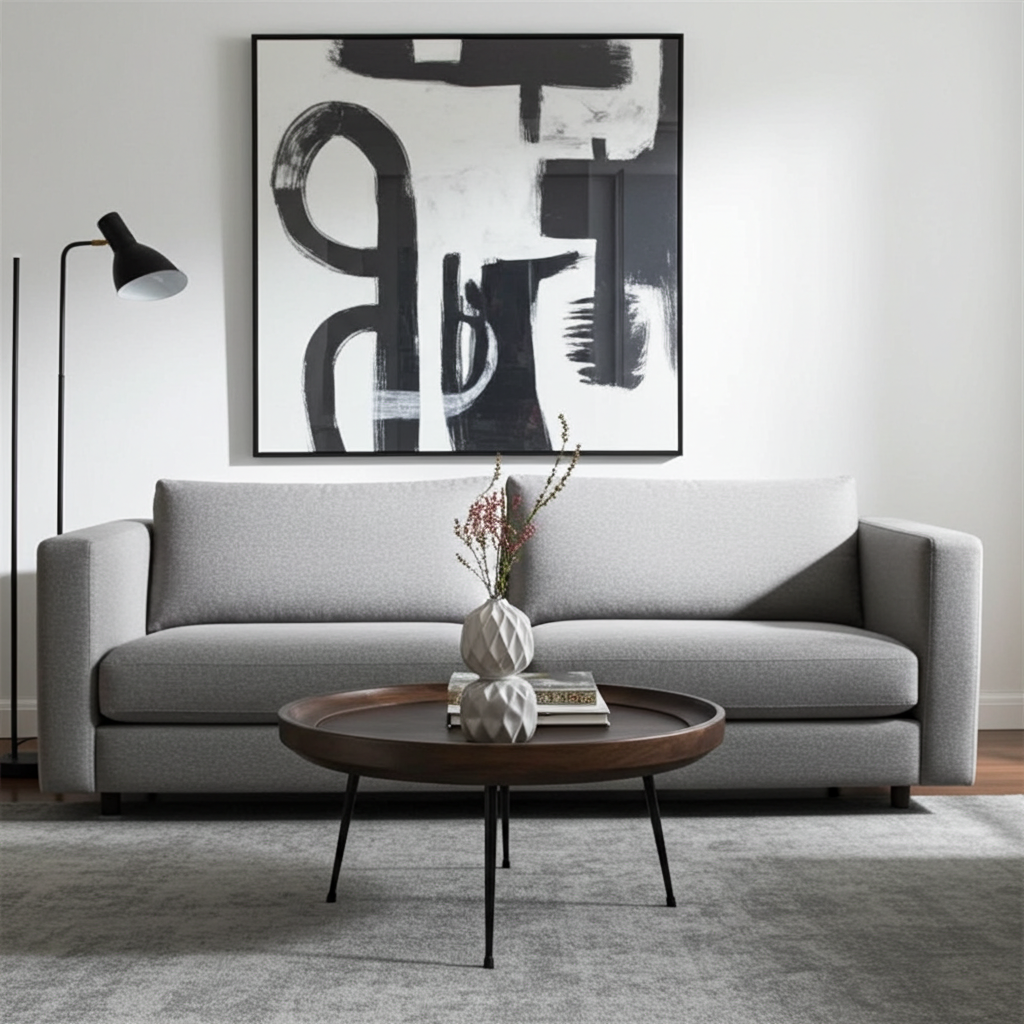 Table à café ronde en bois de manguier (Walnut)